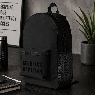 Backpack Custom Name Mens Black Work School Bag