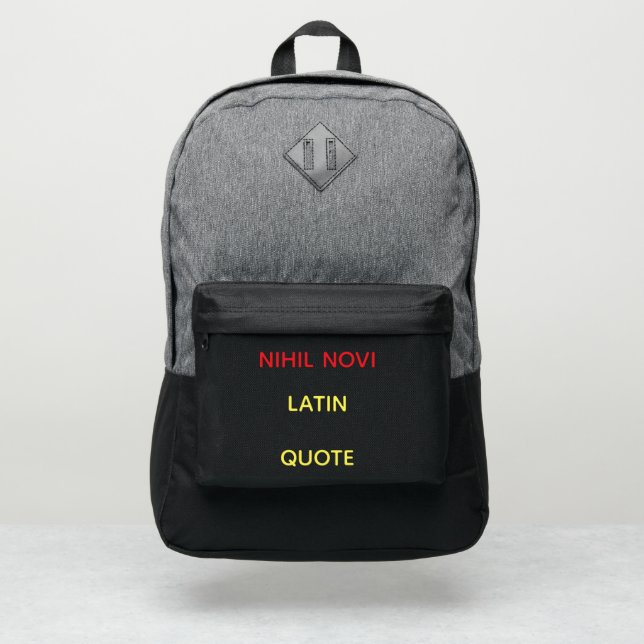 Backpack | Minimalist - Nihil Novi Latin Quote (Front)