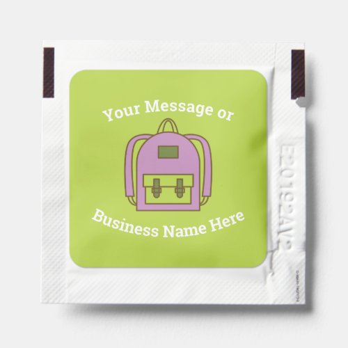 Backpack School Business Logo Name Message Hand Sanitizer Packet