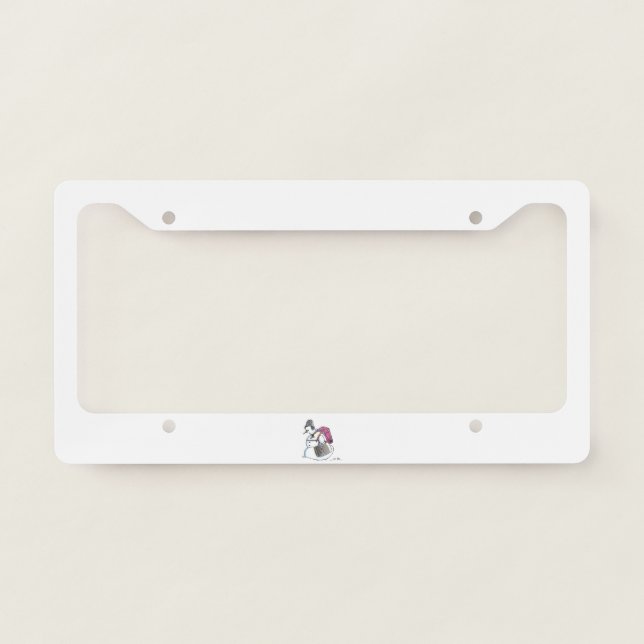 Backpack Snowman car license plate frame a (Front)