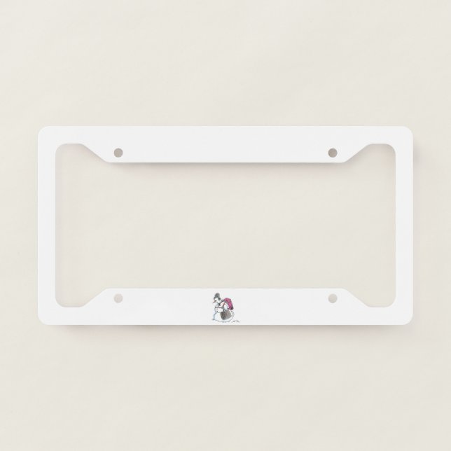 Backpack Snowman car license plate frame c (Front)