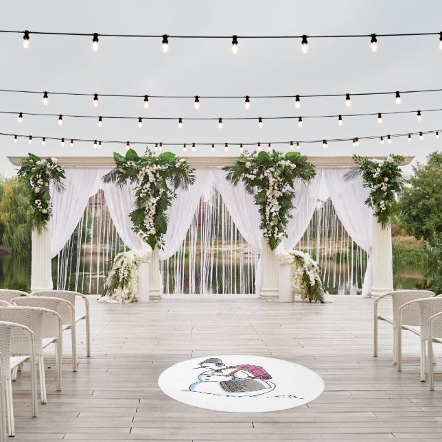 Backpack Snowman outdoor round rug (Insitu (Wedding 1))