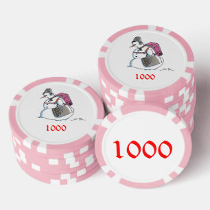 Backpack Snowman pink 1000 striped poker chip