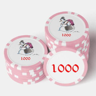 Backpack Snowman pink 1000 striped poker chip
