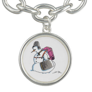 Backpack Snowman silver charm bracelet