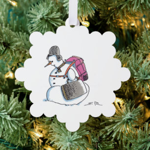 Backpack Snowman snowflake paper ornament Card