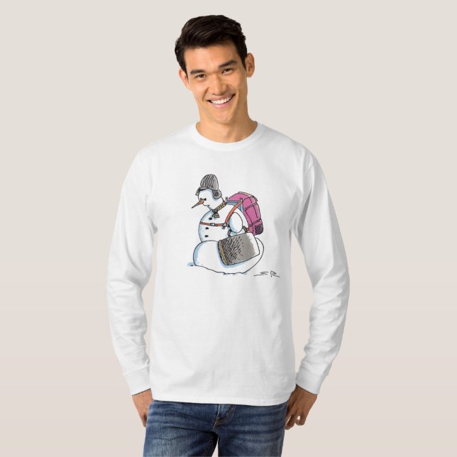 Backpack Snowman white long sleeve shirt (Front Full)