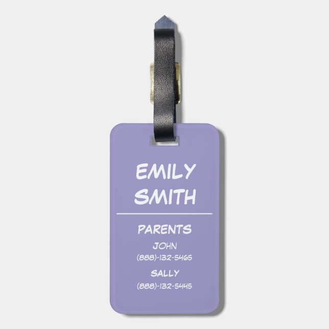 Backpack Tag with Emergency Contacts (Back Vertical)
