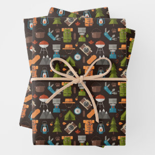 Backpack Tent Bushcraft Camping Pattern 2 Wrapping Paper Sheets