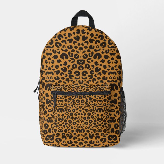 Backpack with a leopard print design  (Front)