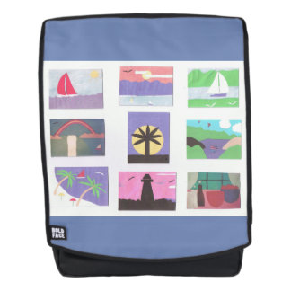 Backpack with Colorful Nature Designs