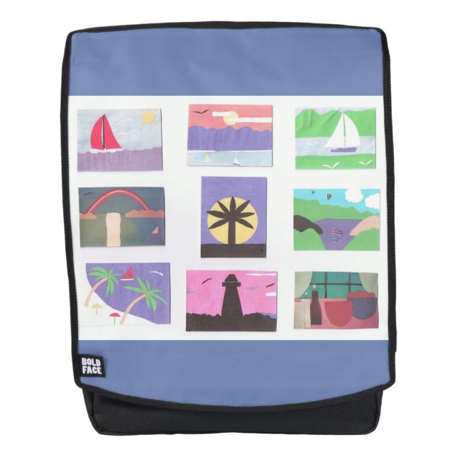 Backpack with Colorful Nature Designs (Front)
