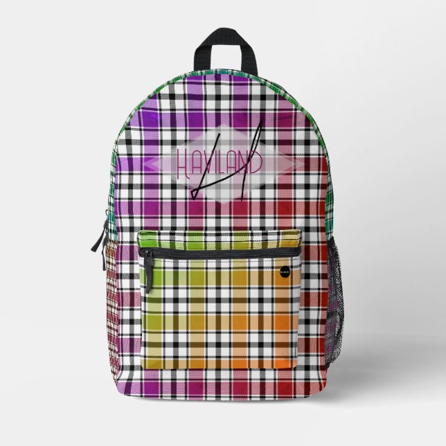 Backpack with Crazy Color Plaids  HAMbWG (Front)
