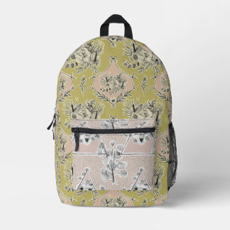 Backpack with floral elements pastel colors