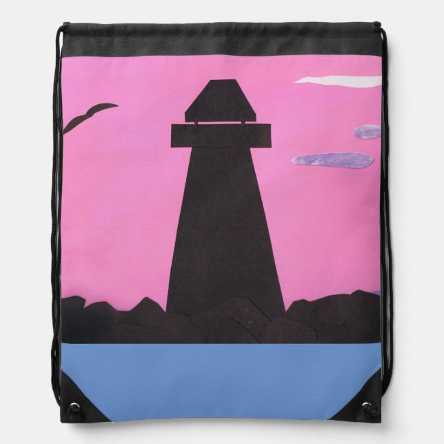Backpack with Lighthouse Scene at Sunset (Front)
