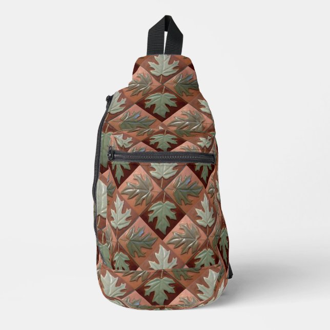 Backpack with Maple leaf tile pattern Sling Bag (Front)