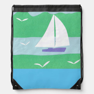 Backpack with Sailboat Scene
