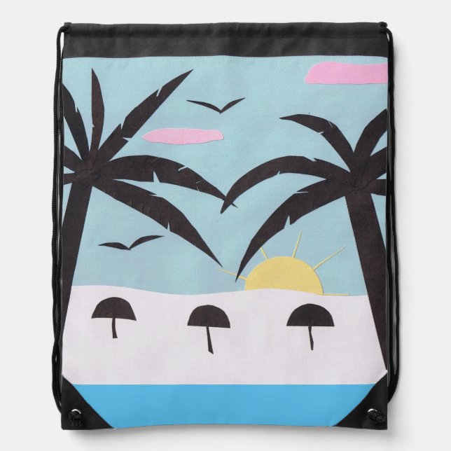 Backpack with Sunset Beach Scene (Front)