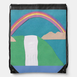 Backpack with Waterfall and Rainbow Scene