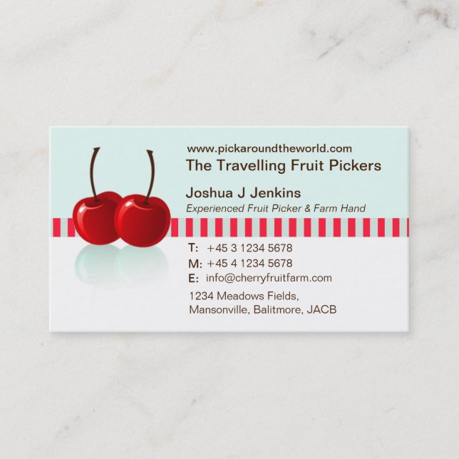 Backpacker fruit picker full detail business card (Front)