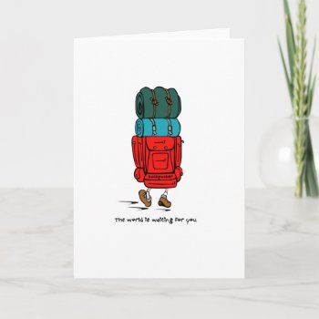 Backpacker Hiker With Big Backpack Card by J32Teez at Zazzle