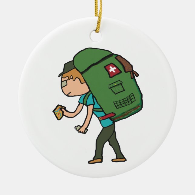 Backpacking Ceramic Ornament (Front)