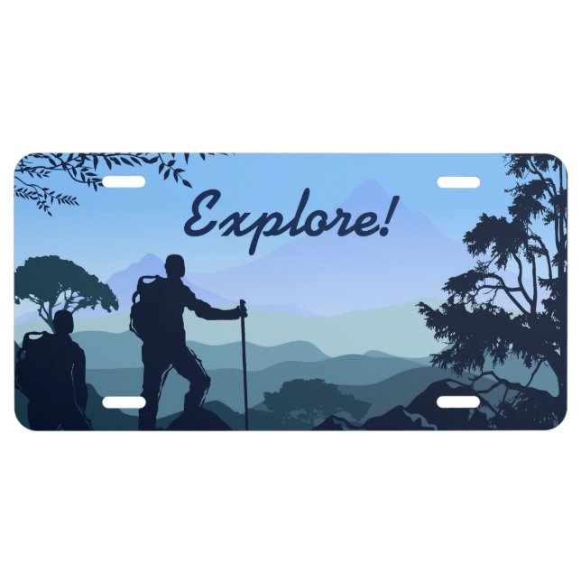 Backpacking Hiking Mountain Vista License Plate (Front)