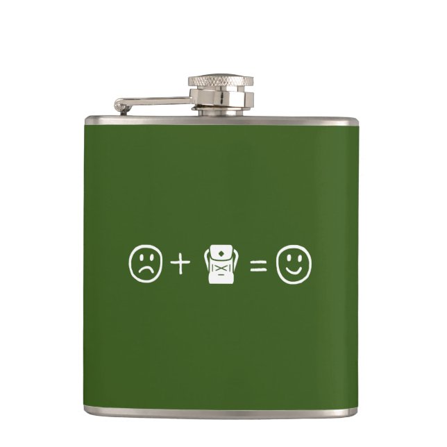 Backpacking Makes You Happy Flask (Front)