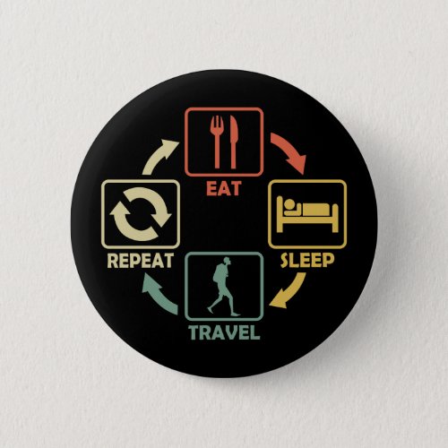 Backpacking Trip Backpacker Eat Sleep Funny Button