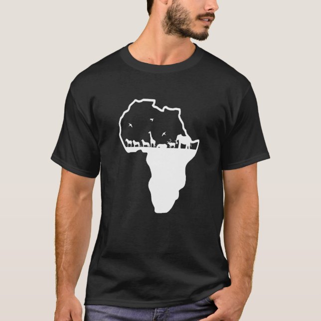 Backprint Africa Continent with African Animals Sa T-Shirt (Front)