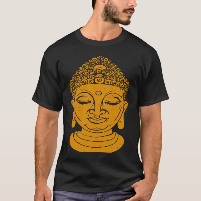 Backprint Buddha Head Meditation and Yoga T-Shirt (Front)