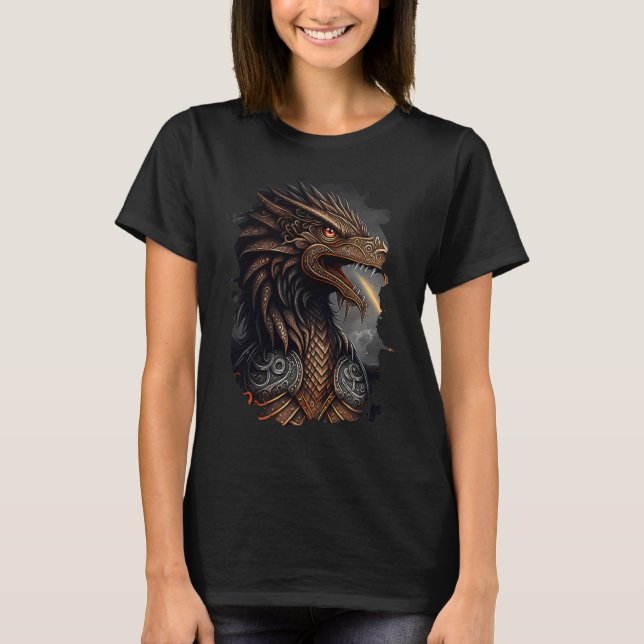 Backprint Fire breathing eagle of freedom and stre T-Shirt (Front)