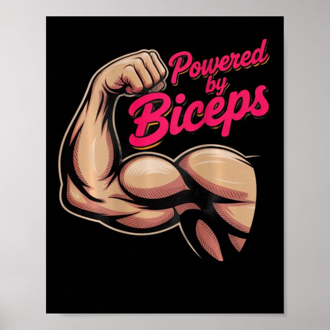 Backprint Funny Gym Humor Biceps Gains Powered By  Poster (Front)