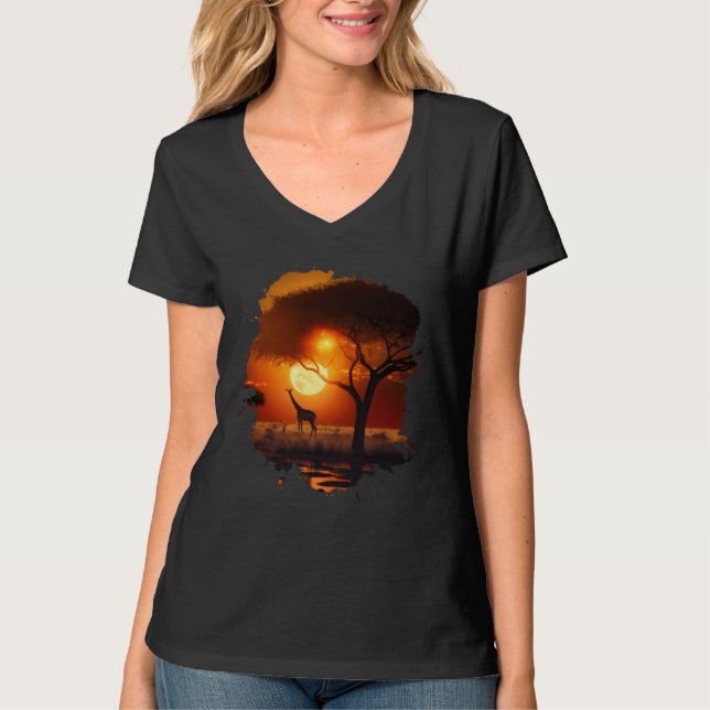 Backprint Giraffes in the hot savannah of Africa i T-Shirt (Front)