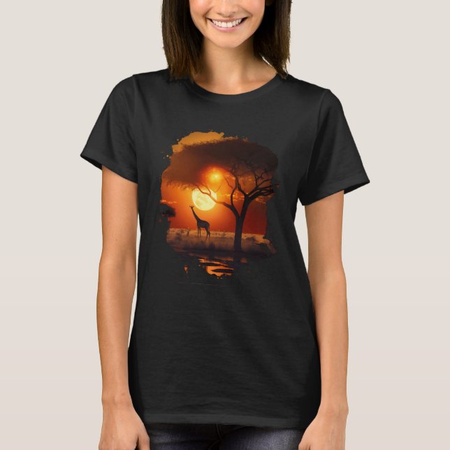 Backprint Giraffes in the hot savannah of Africa i T-Shirt (Front)