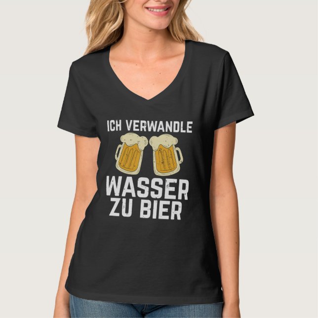 Backprint I turn water into beer Bierbrauer Slogan T-Shirt (Front)
