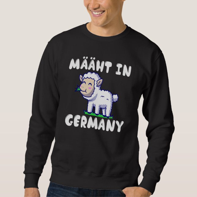 Backprint Mows in Germany lawn mower sheep saying Sweatshirt (Front)