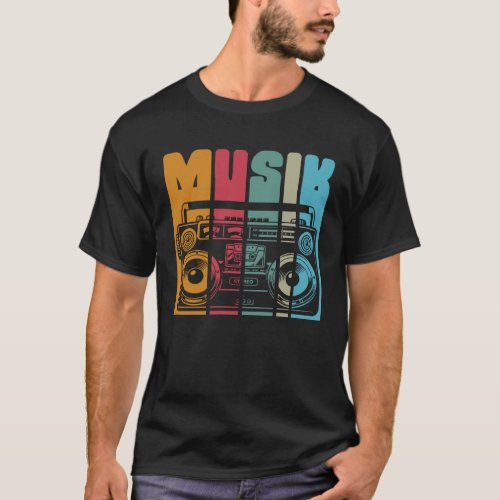 Backprint music old radio and mobile stereo system T_Shirt