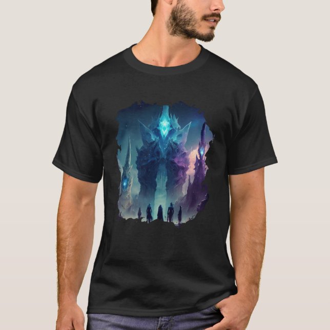 Backprint Mystical alien planet futuristic journey T-Shirt (Front)