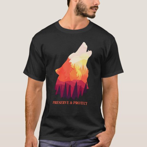 Backprint Preserve and Protect wolves and wolf pac T_Shirt