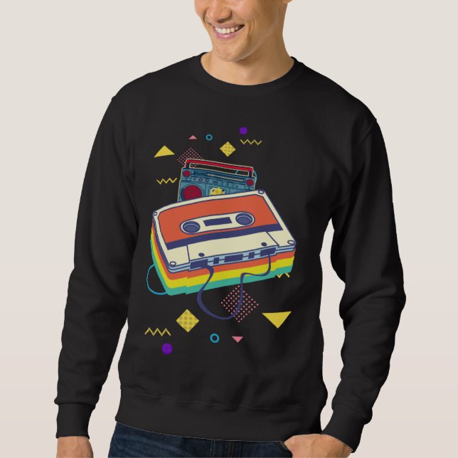 Backprint retro cassette and stereo system 80s and sweatshirt (Front)
