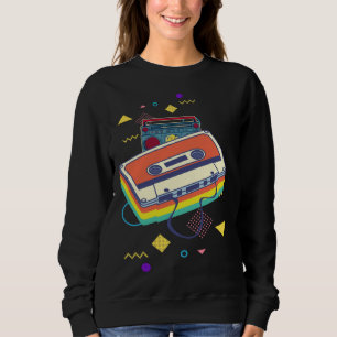 Backprint retro cassette and stereo system 80s and sweatshirt