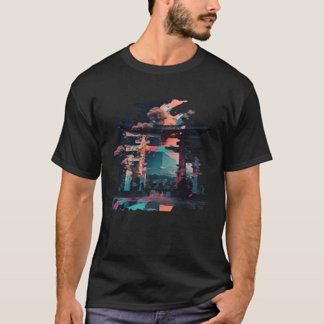 Backprint Streetwear Dragon Goth Japan Outfit Glit T-Shirt (Front)