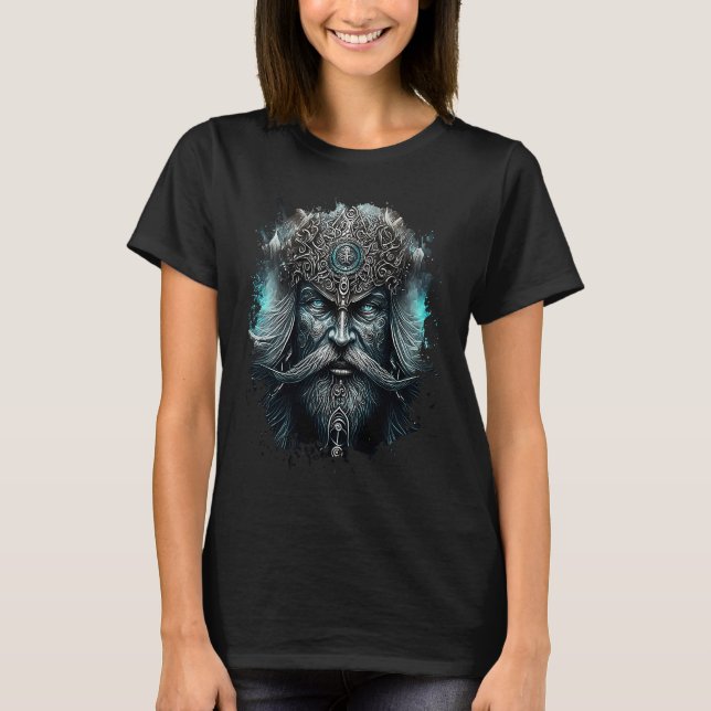 Backprint The dark mystical viking with armor  1 T-Shirt (Front)