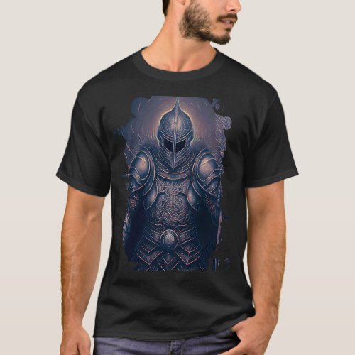 Backprint The mighty knight with powerful aura T_Shirt