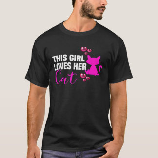 Backprint This girl loves her cat Kater und Katzen T-Shirt