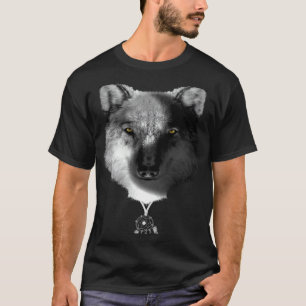 Backprint wolf yin and yang with dream catcher T-Shirt