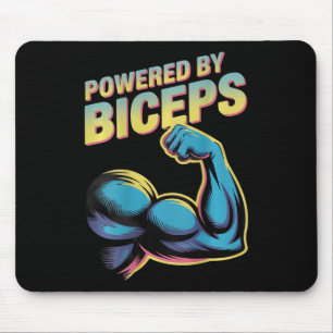 Backprinted Funny Gym Humor Biceps Gains Powered B Mouse Pad