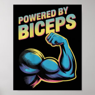 Backprinted Funny Gym Humor Biceps Gains Powered B Poster