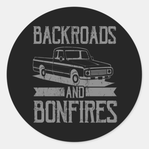 BACKROADS AND BONFIRES Square Body Truck Pickup Classic Round Sticker